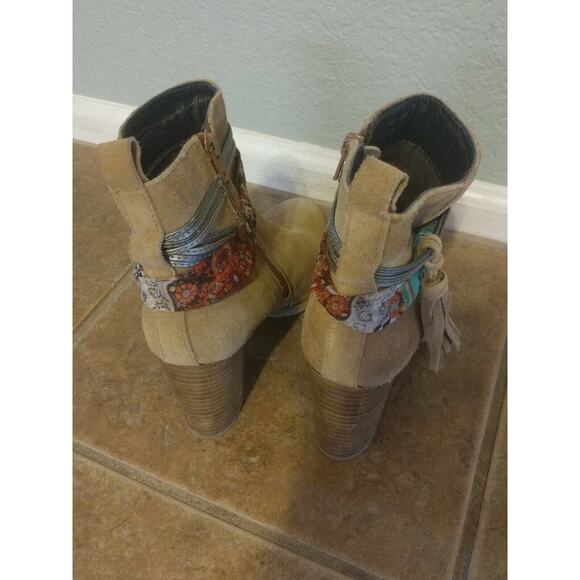 ✿ CALLISTO of California Floral Scarf Suede Leather Boots 7 M CUTE L@@K! - Picture 4 of 10